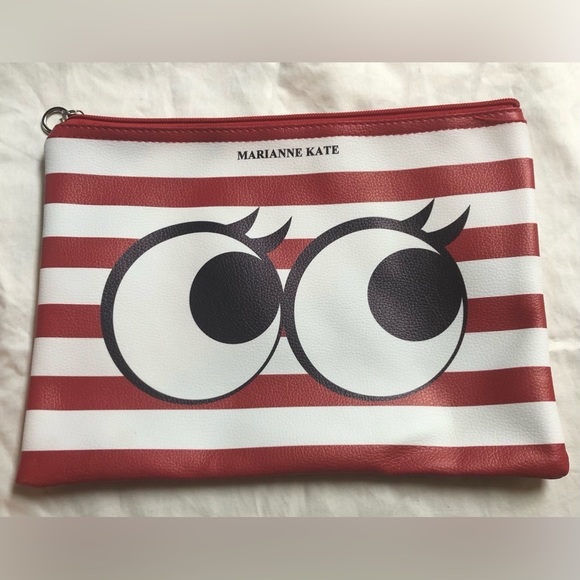 Marianne Kate Red and White striped Pouch - Picture 2 of 4